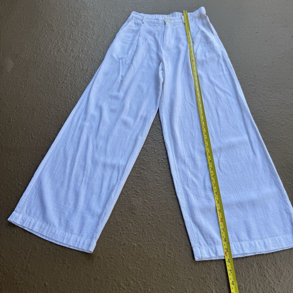 Solai  Linen/Polyester  Ivory White Pants Wide Leg Summer Beach Loose Fit Sz S - Picture 7 of 15
